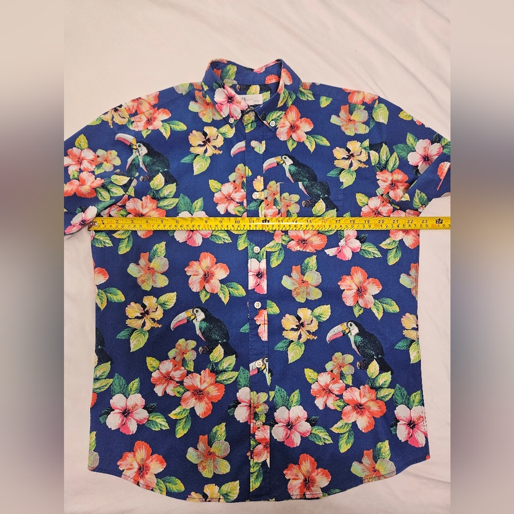 GAP Blue Floral Men's Shirt with Tropical Print